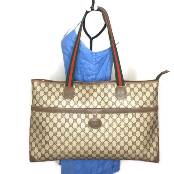 Gucci authentic brown monogram coated canvas large tote bag - Picture 2 of 16
